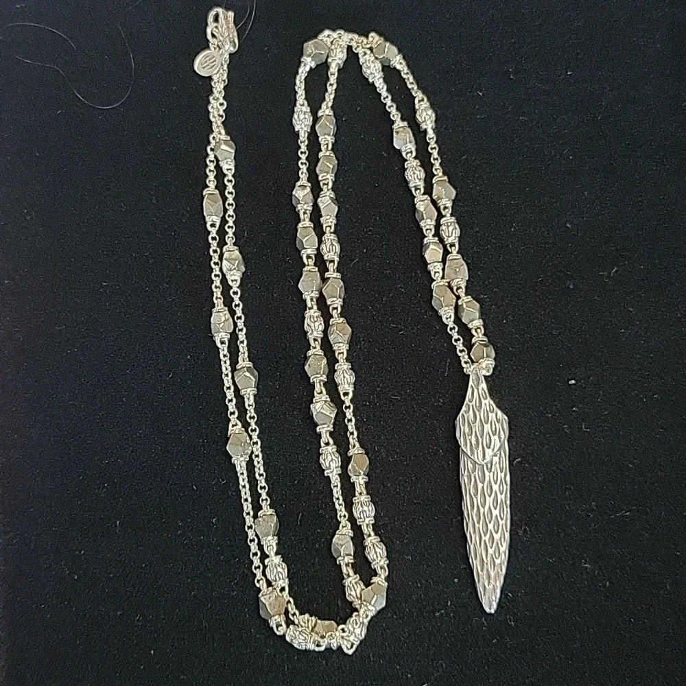 John Hardy Naga Silver Pendant & Pyrite Necklace - Picture 6 of 12